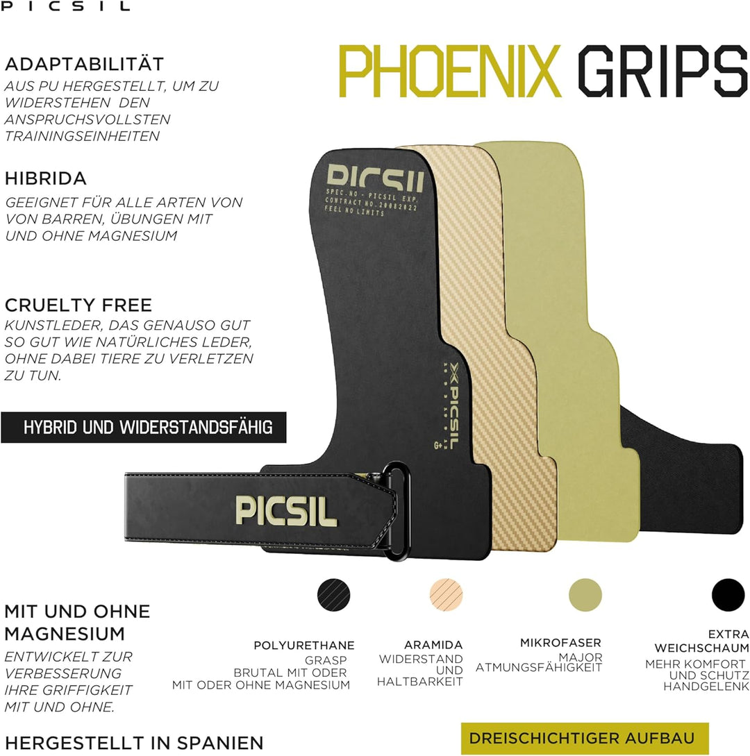 PICSIL Phoenix Hand Grips – Handschutz &amp; Griffhilfen aus dreilagigem Gewebe, ohne Magnesium, für Cal