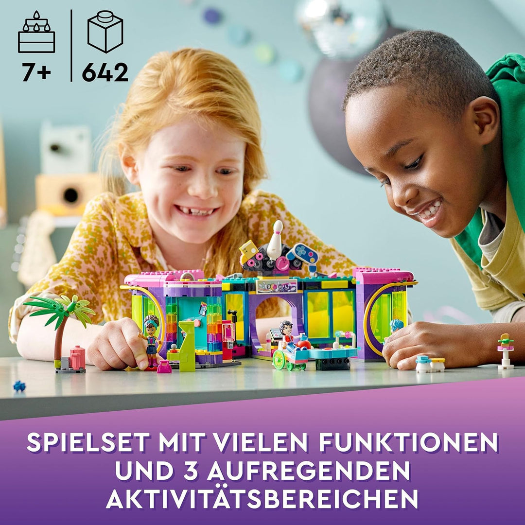 Lego 41708 Friends Rollschuhdisco Spielzeug mit Arcade und Bowling mit Mini-Puppen, u.A. Andrea, als