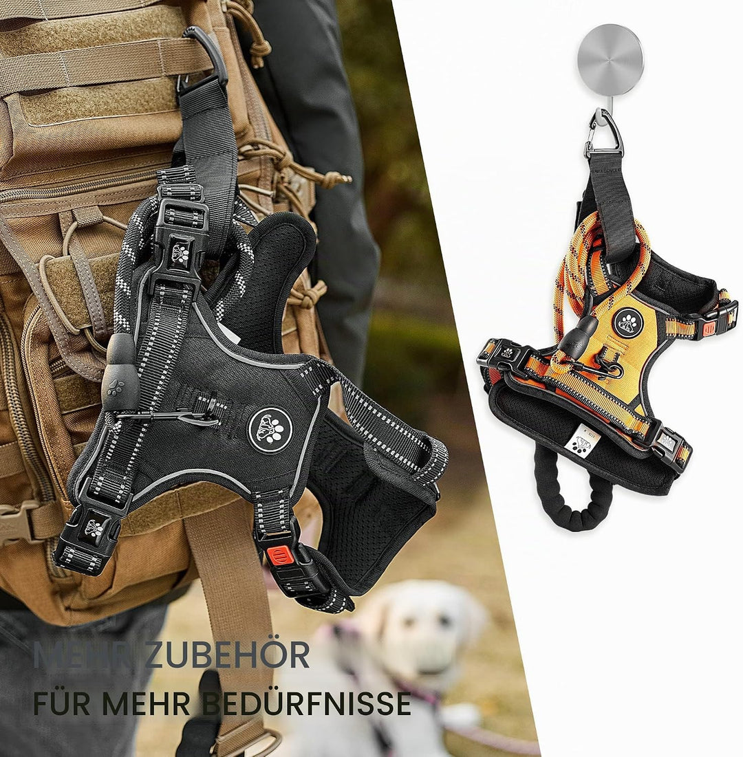 NESTROAD Hundegeschirr Kleine Hunde Orange, Anti Zug Geschirr Gepolstert Brustgeschirr für Kleine Hu