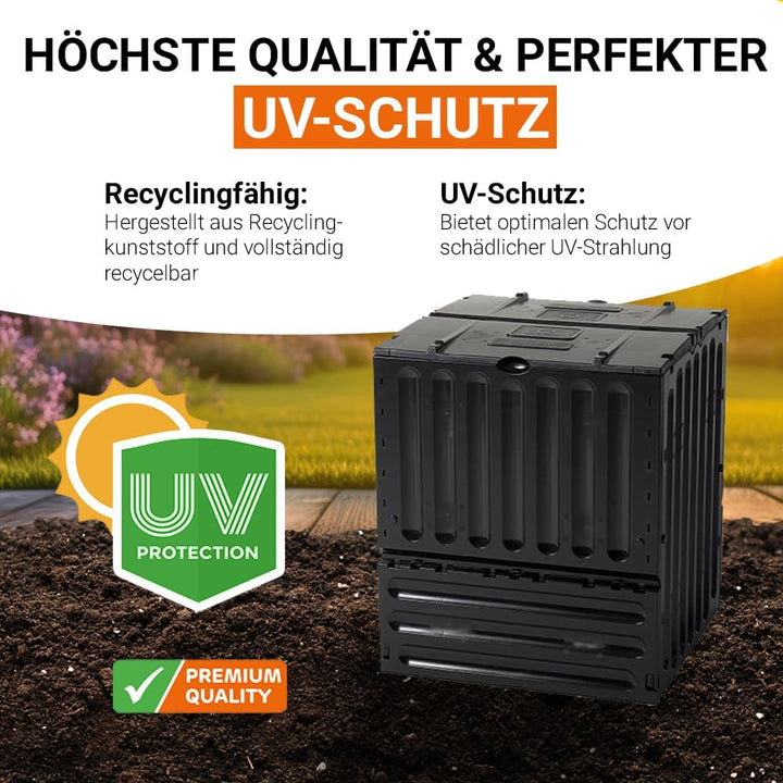 GARANTIA ECO-King Komposter 400 Liter schwarz - Komposter Garten, Schnellkomposter, Abfall &amp; Recycli