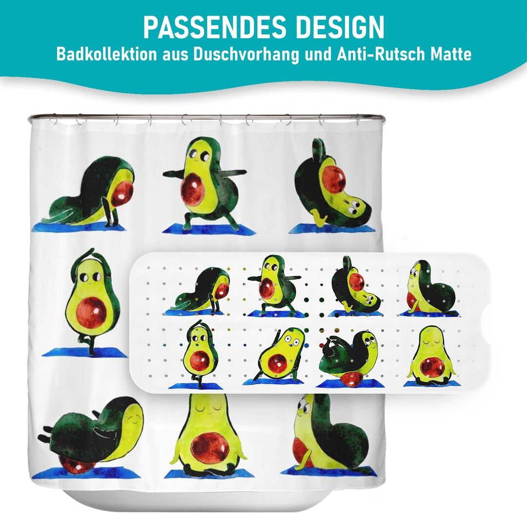 Badewannenmatte 100x40 cm Avocado | Badematte rutschfest | Inkl. Aufhängung | Schimmelresistent | Ma
