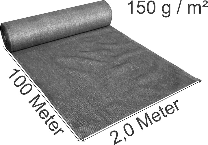 EXCOLO Schattiernetz 2x100m grau anthrazit – 150 g/m² HDPE Windschutz Sichtschutz Zaunblende Bauzaun