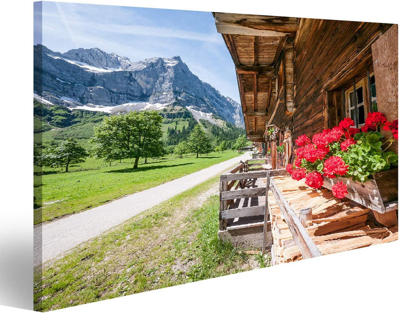 islandburner Bild Bilder auf Leinwand altes Bauernhaus am Karwendel - Österreich Wandbild, Poster, L