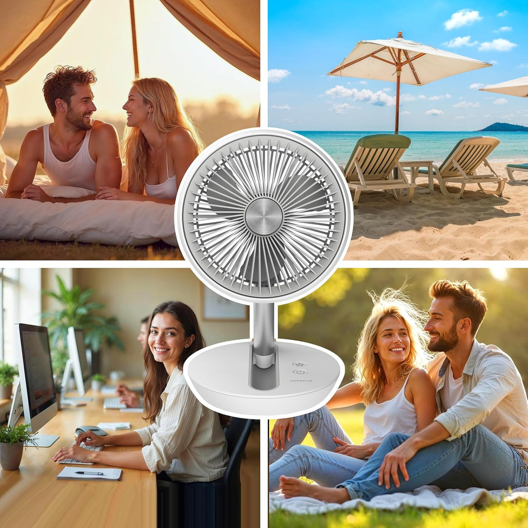 Tischventilator Sehr Leise 27,9 cm USB Ventilator Akku 15h Table Fan FlexiGo Faltbar 4 Modi 400 m³/h