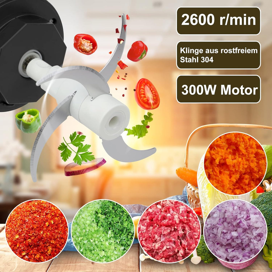 Bear 2L Universalzerkleinerer, Ein-Hand Puls Funktion,2600r/min,2 Geschwindigkeitsstufen, Häcksler m