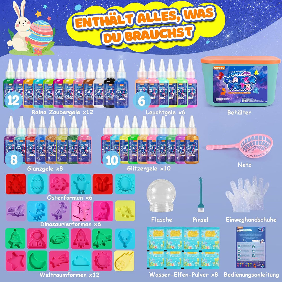 URMYWO Magic Water Gel Toy Kit, DIY 3D Magisches Wassergel-Spielzeug,kinder bastelset Set mit 36 Far