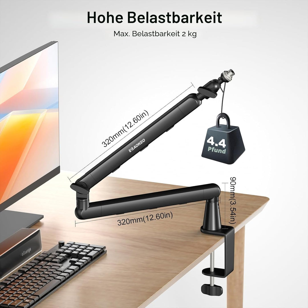 Mikrofon Arm,Aokeo AK-55 Niedriges Profil Mikrofon Ständer Arm für HyperX QuadCast,SoloCast,Elgato W