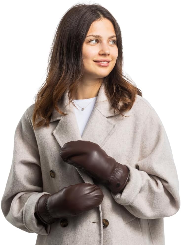 Hand Gewand by Weikert Fäustlinge aus reinem Merino Lammfell und robustem Lammnappa Leder, Touchscre
