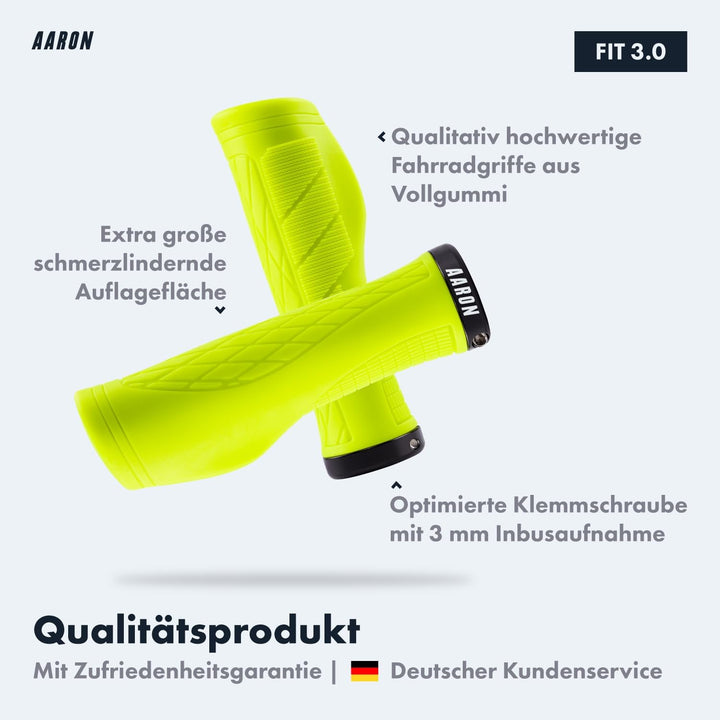 AARON Fit Fahrradgriffe mit dämpfender Auflagefläche - ergonomische Lenkergriffe aus rutschfestem Gu