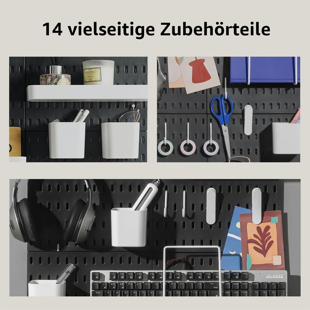 Keepo Stecktafel-Kombinationsset mit 4 Stecktafeln und 14 Zubehörteilen, modulares Aufhängen für Wan