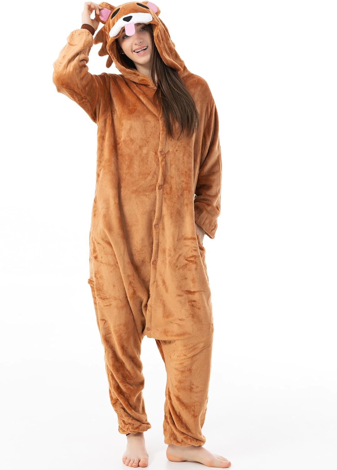 Katara 1744 (30+ Designs) Bären-Kostüm Grizzly, Unisex Onesie/ Pyjama-Qualität für Erwachsene & Teen