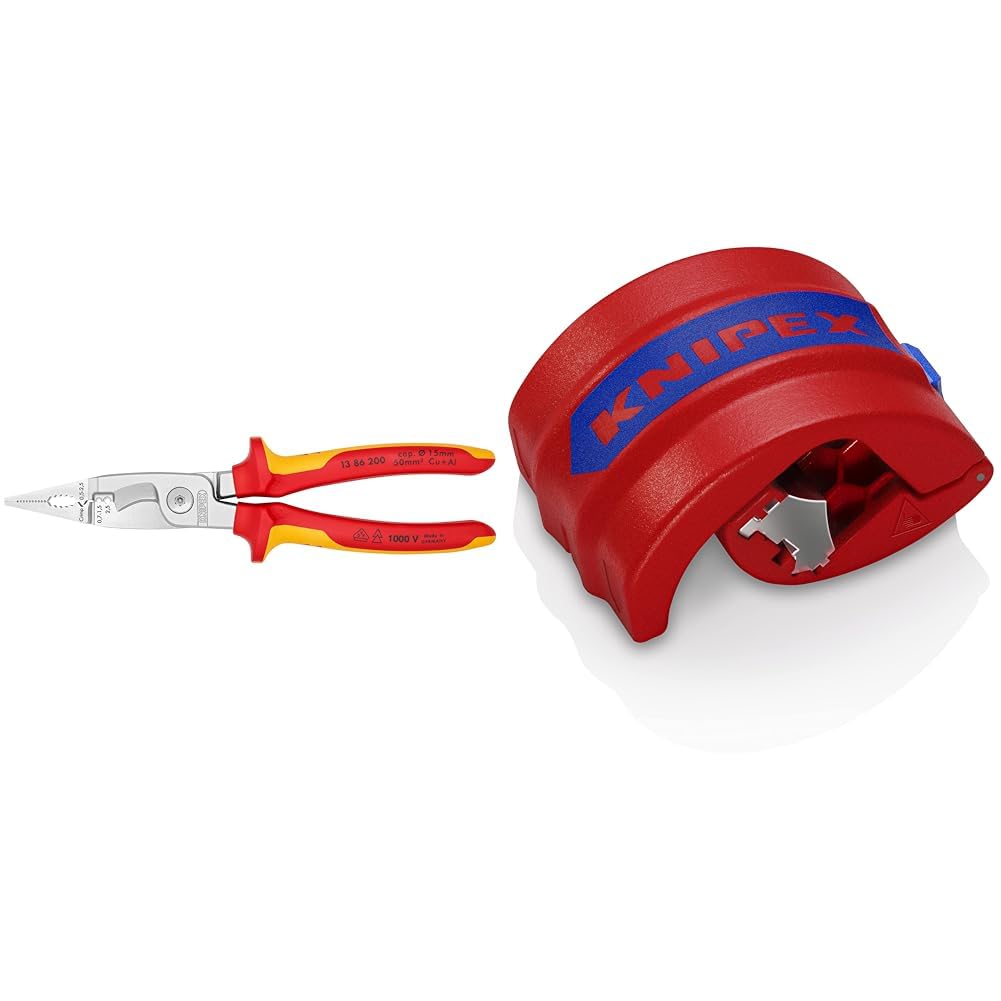 Knipex Elektro-Installationszange verchromt, isoliert mit Mehrkomponenten-Hüllen, VDE-geprüft 200 mm