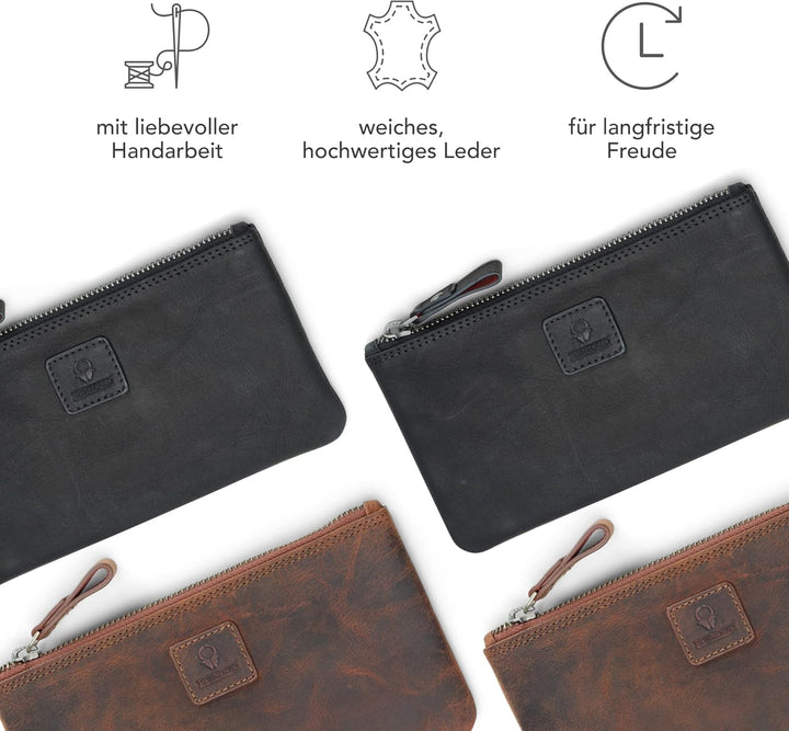 DONBOLSO Federmappe Valencia Leder für Damen und Herren Vintage Schwarz L, Vintage Schwarz L