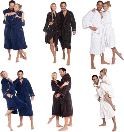 CelinaTex WellSoft Bademantel Kimono Damen Herren L blau Mikrofaser Morgenmantel Coral-Fleece Saunam