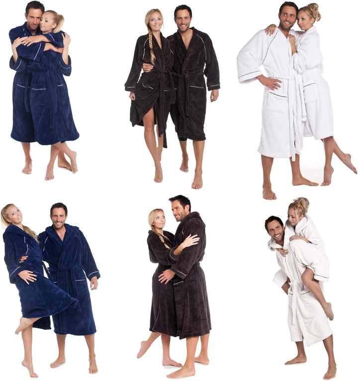 CelinaTex WellSoft Bademantel Kimono Damen Herren XXL blau Mikrofaser Morgenmantel Coral-Fleece Saun