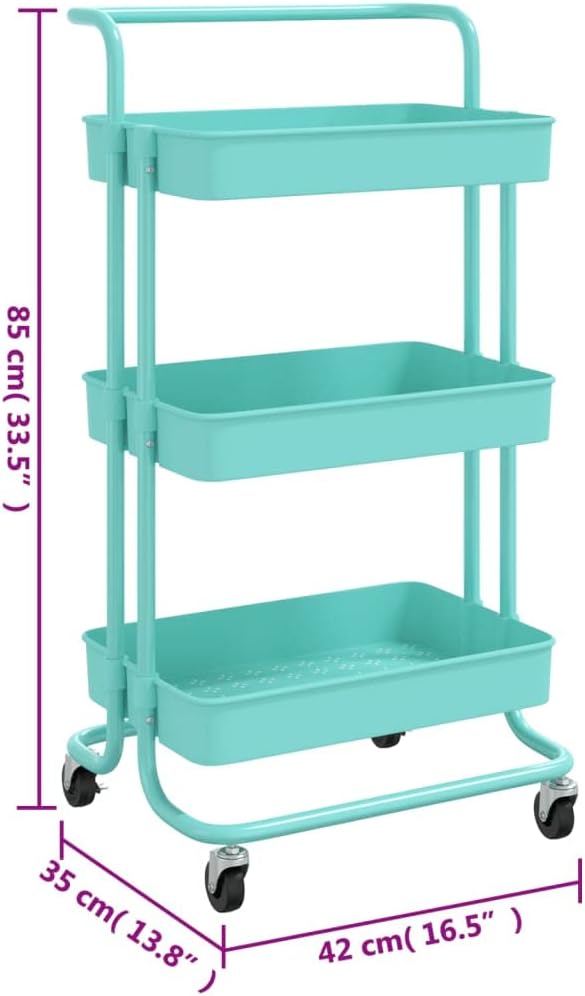 vidaXL Küchenwagen 3 Etagen Rollwagen Servierwagen Küchentrolley Abräumwagen Haushaltwagen Beistellw