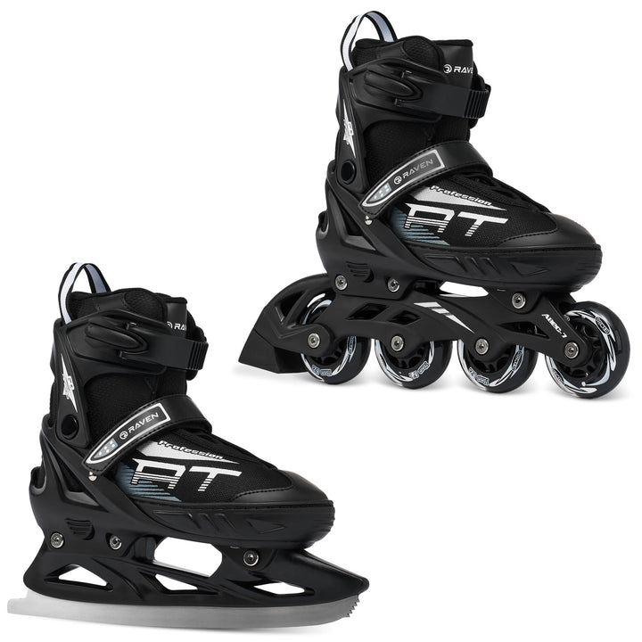RAVEN Profession 2in1 Schlittschuhe Inlineskates Inliner für Kinder und Erwachsene verstellbar 31-35