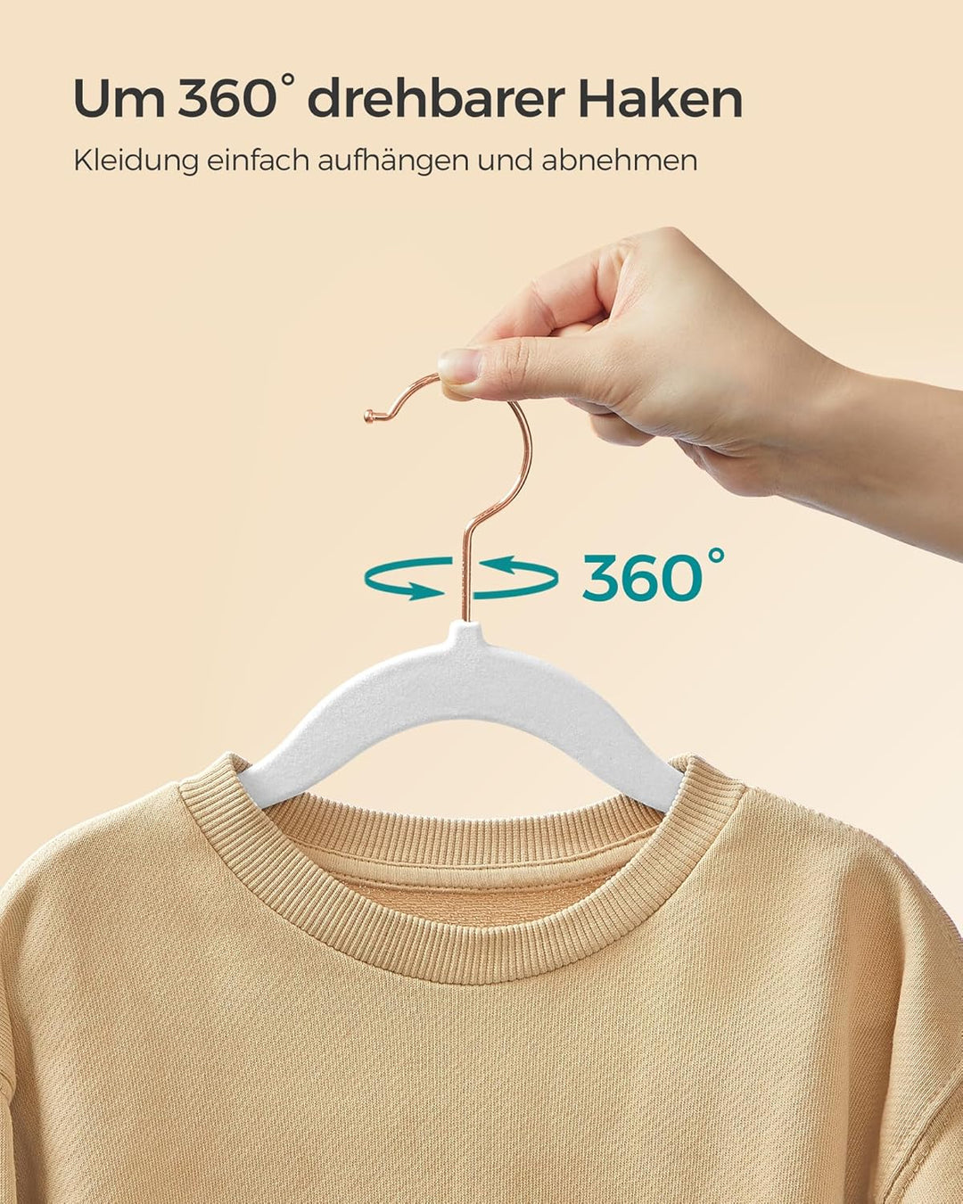 SONGMICS Kinderkleiderbügel, 30er Set Kleiderbügel Kinder, Baby-Kleiderbügel, Bügel Samt, 360° drehb