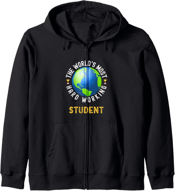 Lustiger Text mit Spruch "World's Most Hard Working Student" Kapuzenjacke