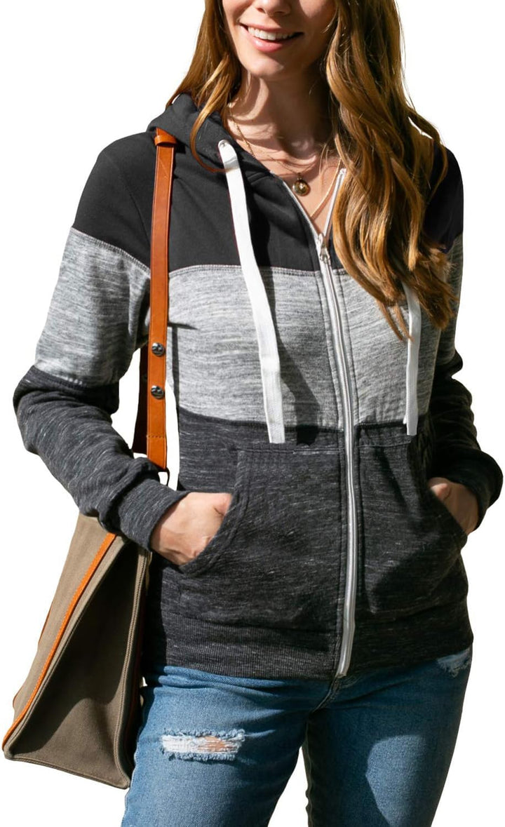 LIAMERHE Damen Kapuzenpullover Basic Damen Hoodie mit Reissverschluss Kapuzenpulli Langarm Kapuze He