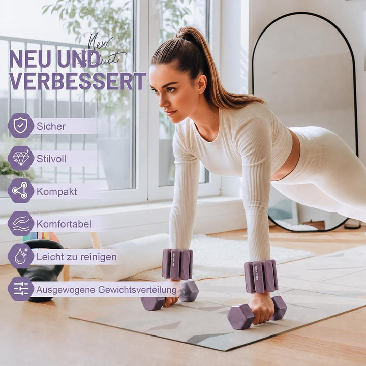 BECOJADDE Gewichtsmanschetten fuss 0.45 KG / 0.9 KG Je Gewichte für Beine und Arme Set 2 Ankle Weigh