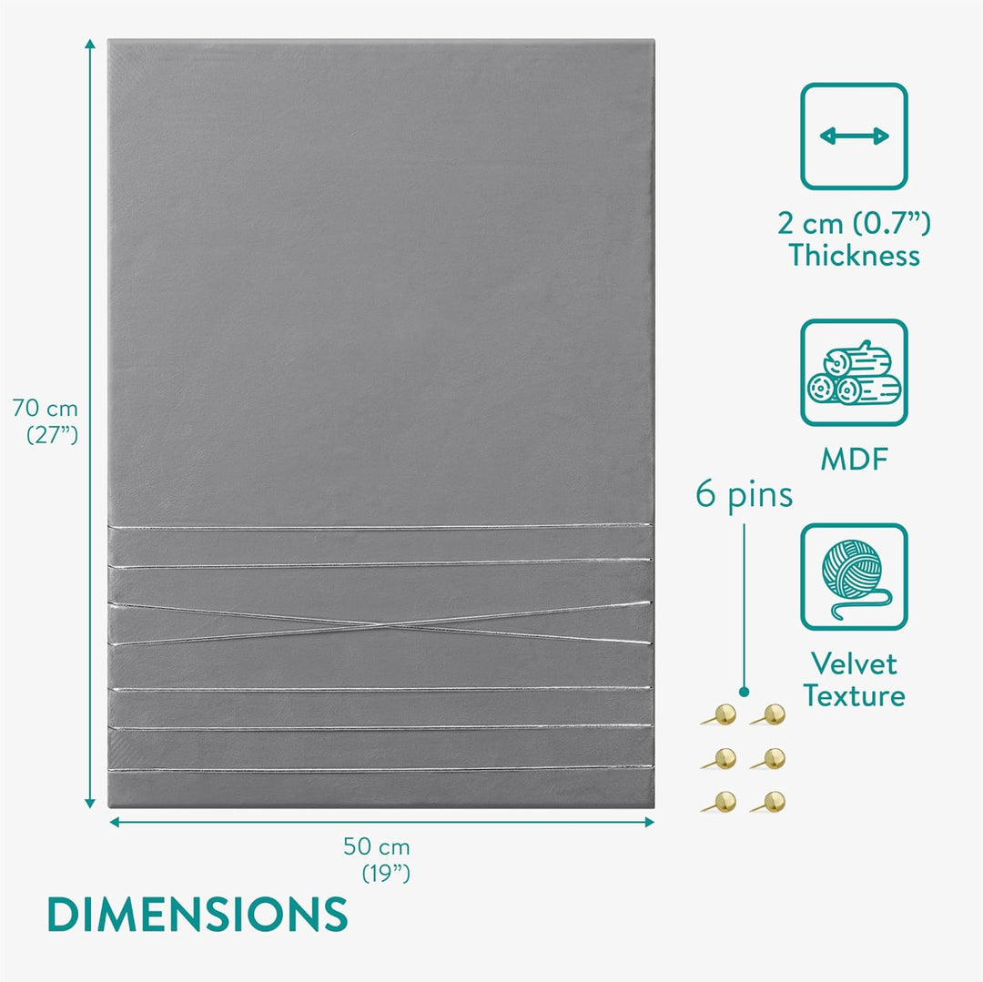 Navaris Pinnwand Collage Fotowand aus Samt - 70x50cm Bilderhalter - Fotohalter mit Schnur - für Foto