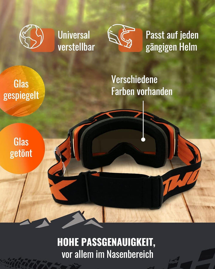 TWO-X Cross-Brille - Motocross-Brille - Kratzfeste Motorrad-Brille - Enduro & Downhill - Modell Race
