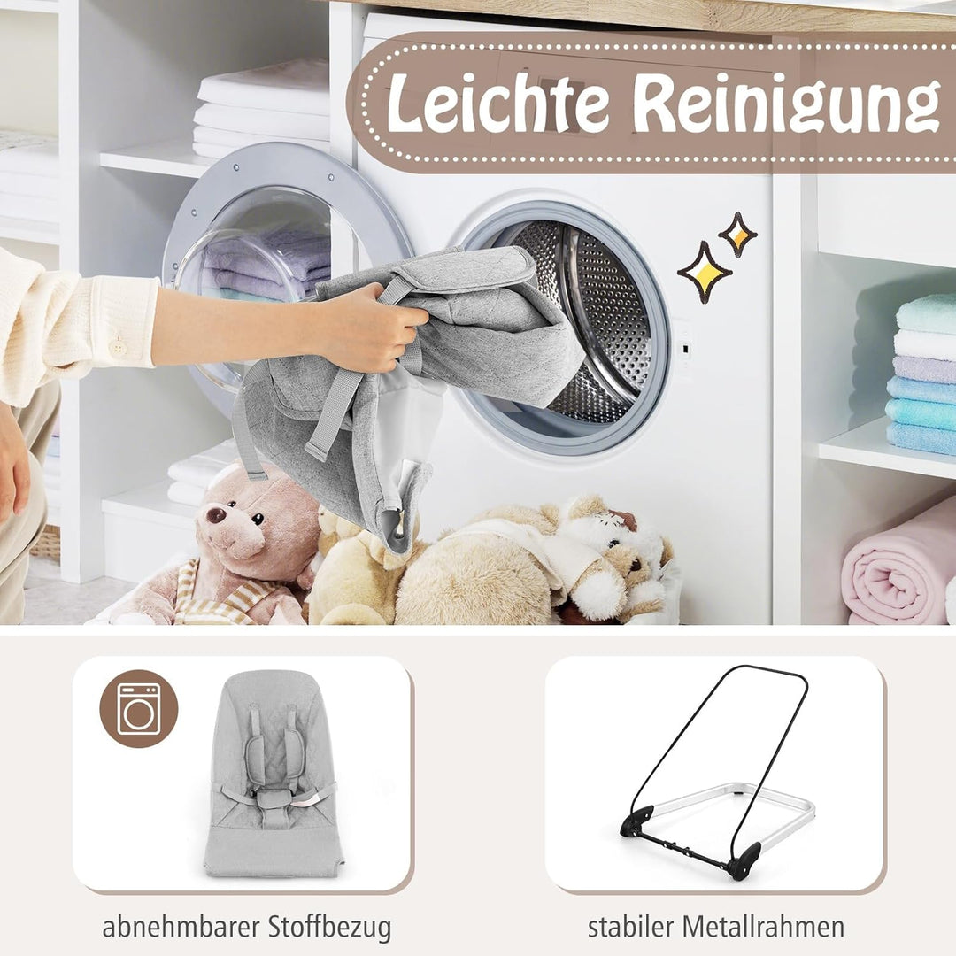 COSTWAY 2 in 1 Babywippe klappbar, tragbare Babyschaukel mit abnehmbarem Spielbogen, Baby Wippe mit