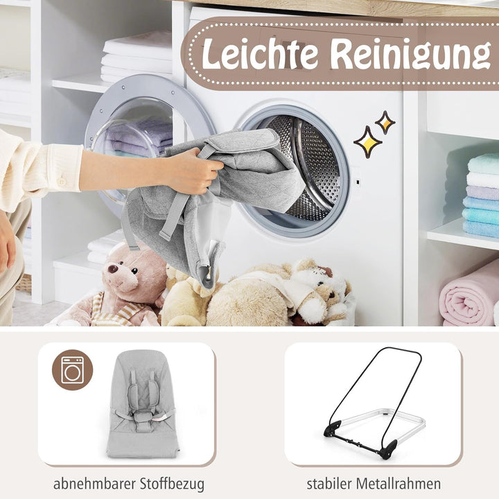 COSTWAY 2 in 1 Babywippe klappbar, tragbare Babyschaukel mit abnehmbarem Spielbogen, Baby Wippe mit