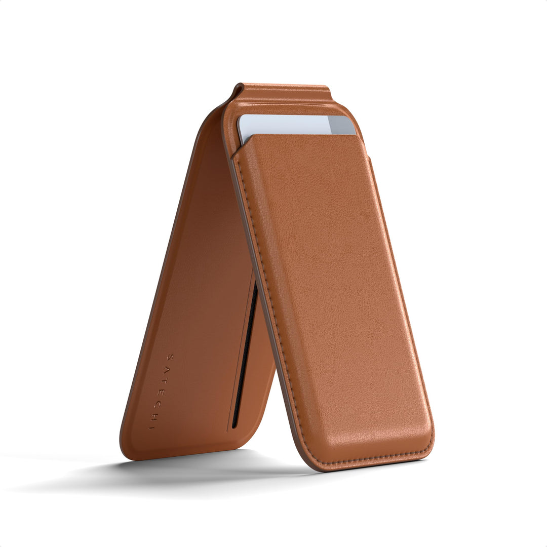 SATECHI Magsafe Wallet und Double Flap Stand mit Magnetfunktion, iPhone Wallet mit 4 Kartenfächern,
