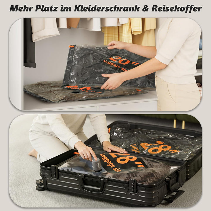 SUOCO Vakuumbeutel für Kleidung mit kabelloser Vakuumpumpe, 20 Stück Koffer Organizer, wiederverwend