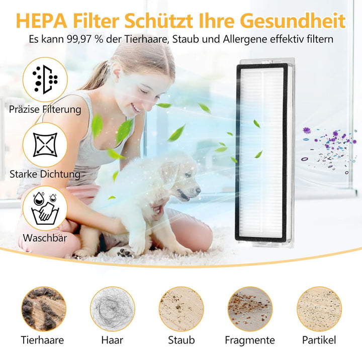 27 Stück Zubehör für Xiaomi X20+ / X10 Plus Saugroboter, Ersatzteile 6 Staubbeutel 6 Wischpad 2 Haup