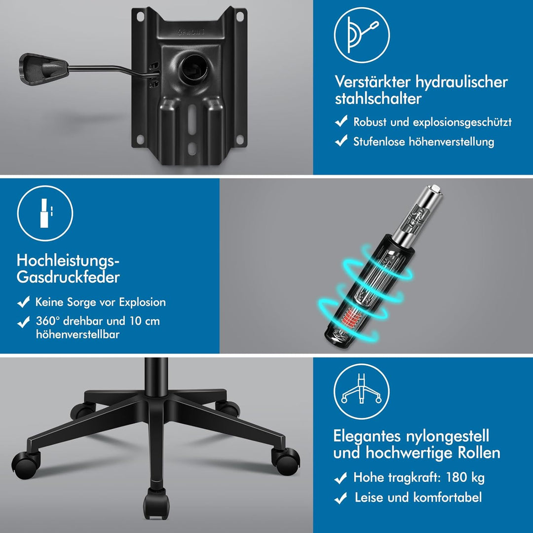 ALFORDSON Bürodrehstuhl, Hochlehner Netzstoff Gaming Sitz, Ergonomische Verstellbare Bequeme Armlehn