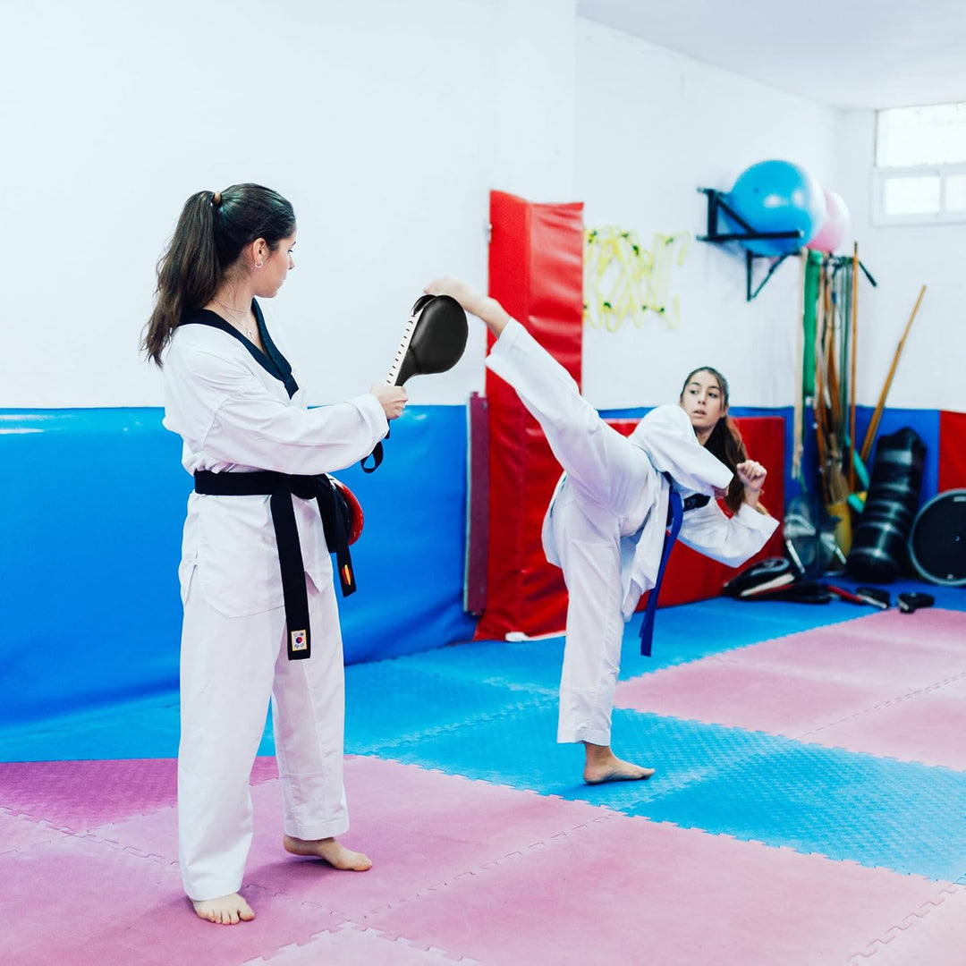 Relaxdays Taekwondo Handpratzen 2er Set, Doppelschlagpolster, Kick Pad, Kampfsport, H x B x T: 51 x