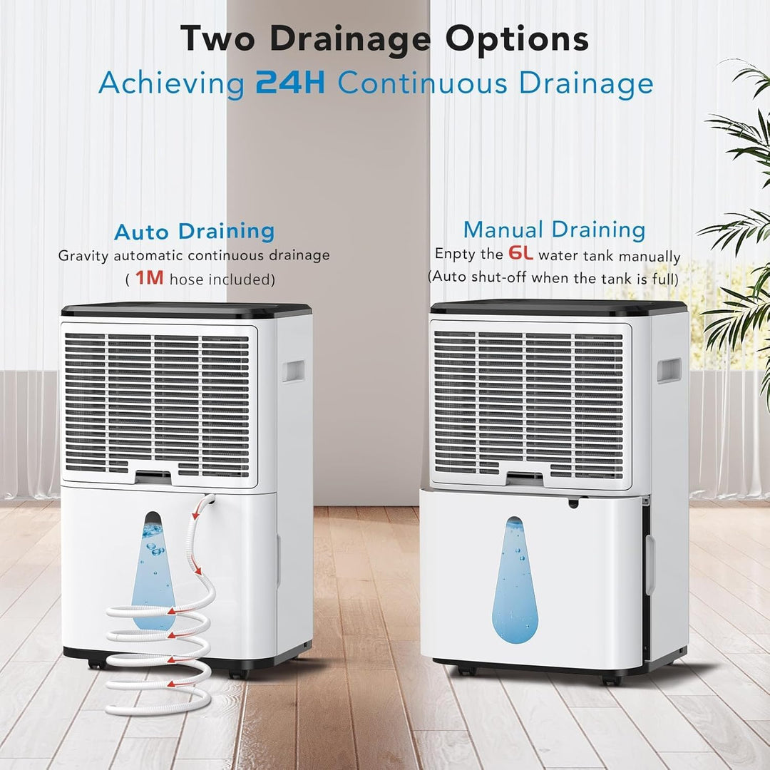 Luftentfeuchter Elektrisch 30L, Dehumifer Raumentfeuchter 30L/24H Raumgrösse Ca. 250m³, 6L Wassertan