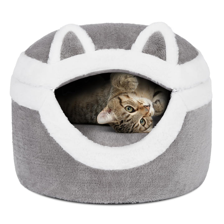 Ownpets 3-in-1 Katzenbett Höhle - Abnehmbares Schlafkissen für Indoor, Winter, Warm - Mit Weichem Ka