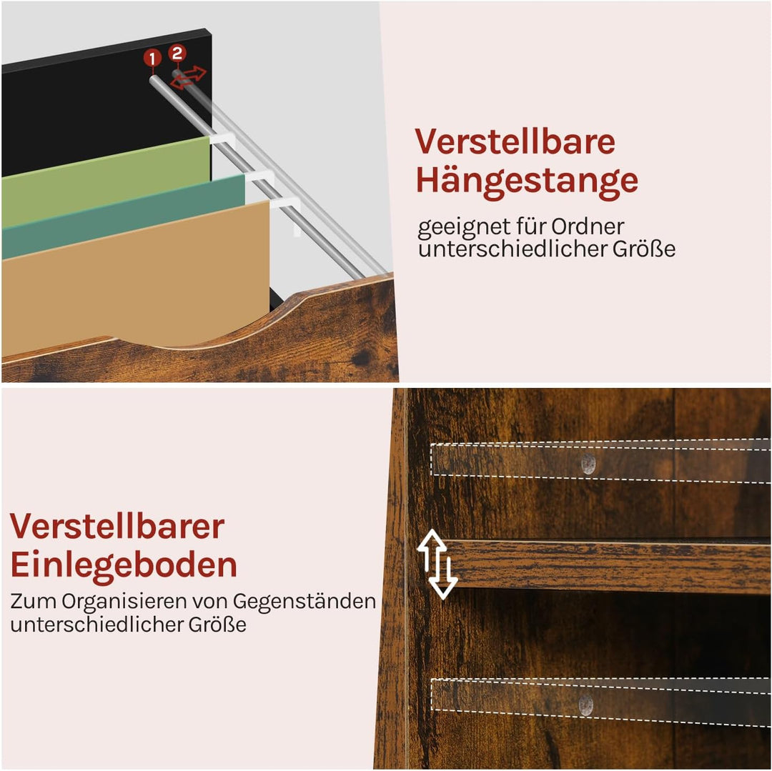 WOLTU Rollcontainer mit 3 Schubladen, mobiler Aktenschrank mit 5 Rollen, Büroschrank mit verstellbar