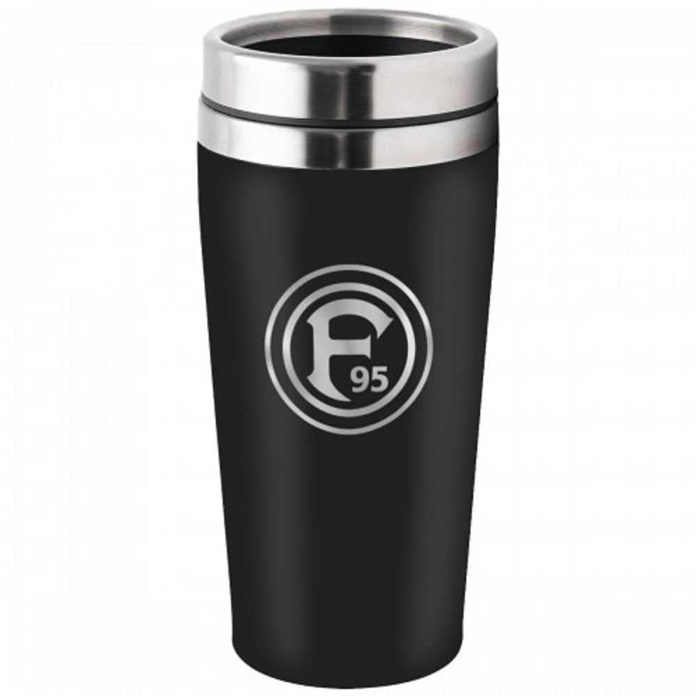 Fortuna Düsseldorf Thermobecher schwarz Logo Kaffeebecher Coffee to go-Becher - Plus Lesezeichen Wir