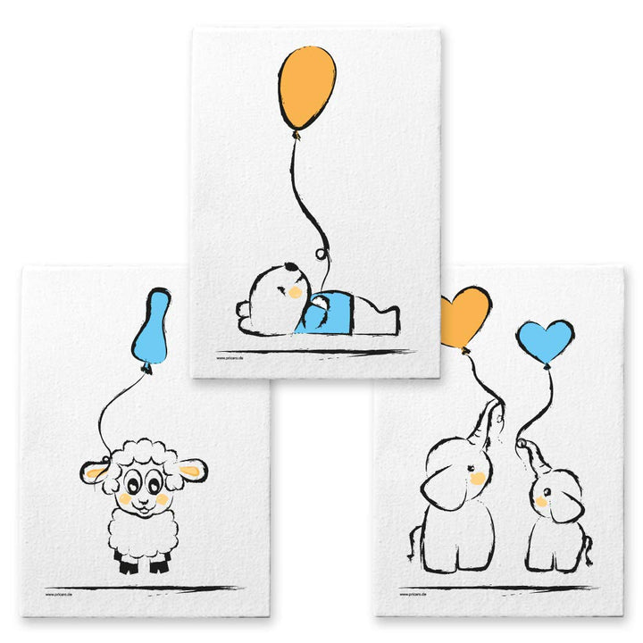 PRICARO Leinwand "Baby-Boy", 20 x 30 cm, 3er Set
