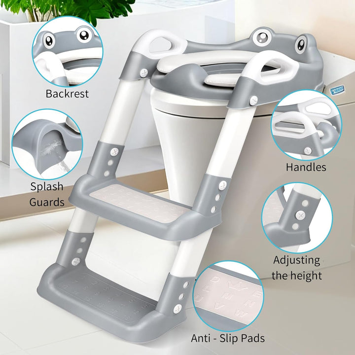 Toilettensitz Kinder mit Treppe, Toilettentrainer für Kinder, 2 IN 1 Toilettentrainer mit Treppe für