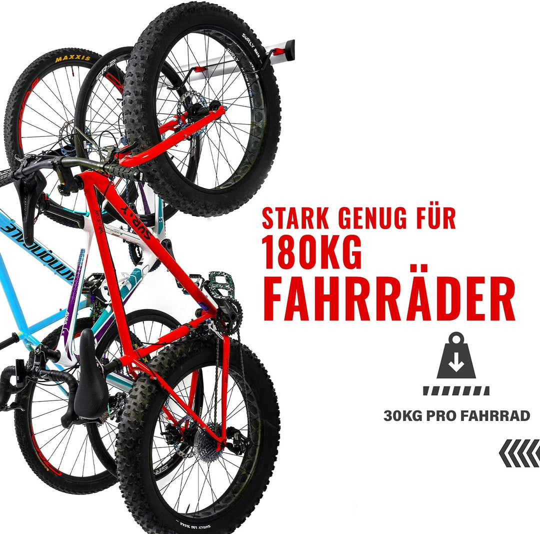 PRO BIKE TOOL Fahrrad Wandhalterung für 3 oder 6 Fahrräder - Verstellbare Garage & Wohnung - Vertika