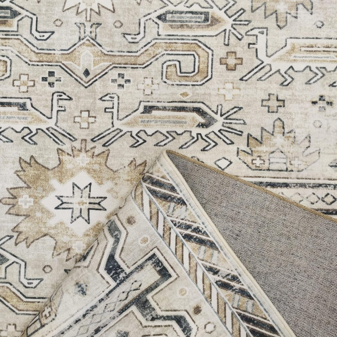 TESSO LIVING Vintage Oriental Teppich - Weich - Maschinenwaschbar - rutschfest - Premium Polyester F