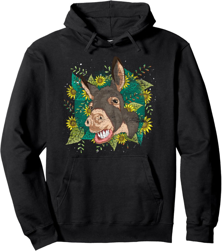 Gelbe Sonnenblume Hippie Esel Bauernhof Tier Esel Pullover Hoodie