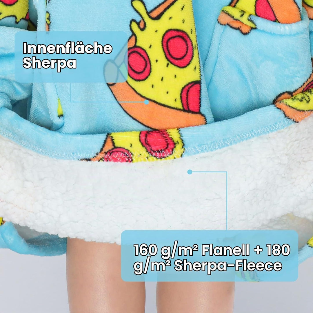 Wenlia Übergrosse Hoodie Blanket für Mädchen, Kinder Flanell Sweatshirt Decke Kuschelpullover, Einho
