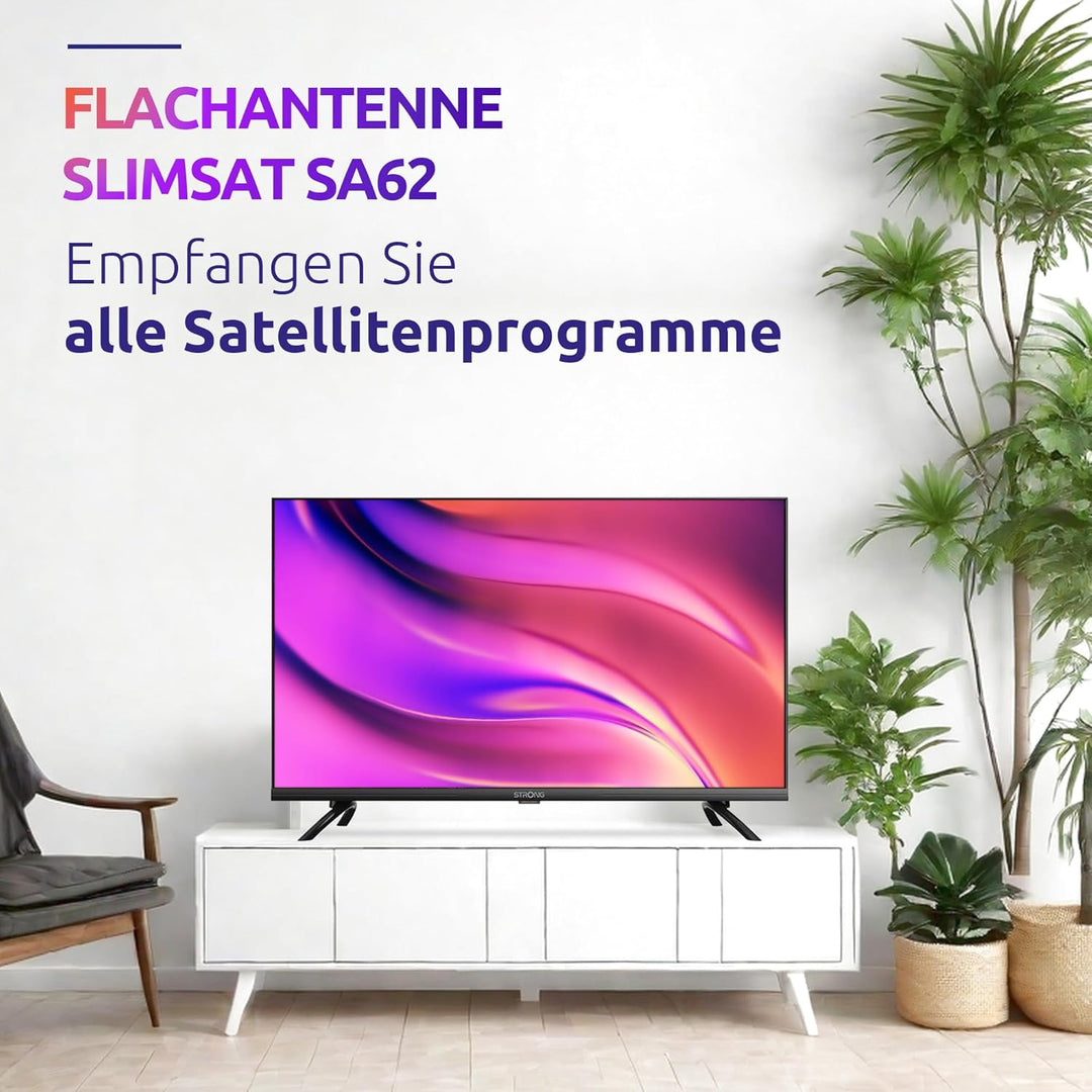 STRONG - SlimSat SA62 - Kompakte Satellitenantenne - Integriertes Twin LNB - mit Fensterhalterung -