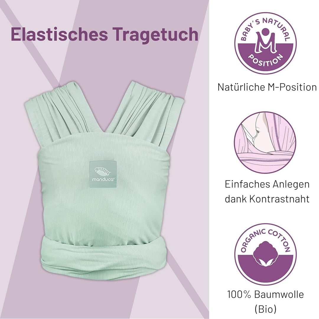 manduca Sling – elastisches Babytragetuch für Neugeborene ab 3,5 kg und Babys bis 15 kg – stabiles T