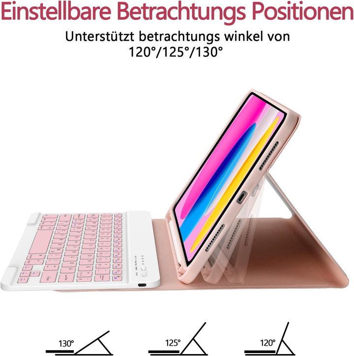 TQQ Hülle mit Tastatur für iPad A16 11 Generation 2025/10 Generation 2022(11/10.9 Zoll), Abnehmbare