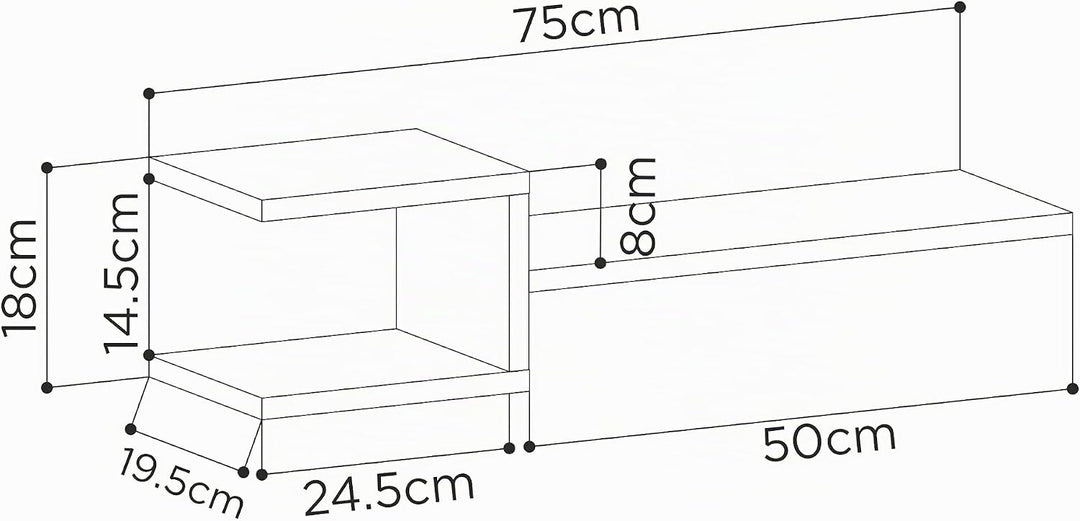 Modernes Wandregal Set mit 2 Regalen | Einzigartiges Gabeldesign | Wohnzimmer, Büro, und mehr | Buch