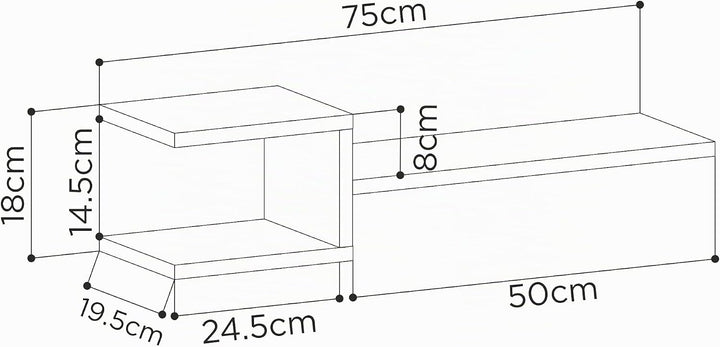 Modernes Wandregal Set mit 2 Regalen | Einzigartiges Gabeldesign | Wohnzimmer, Büro, und mehr | Buch