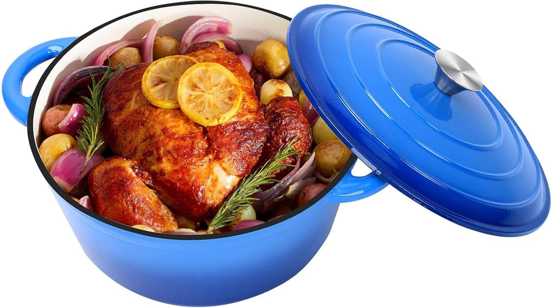 Ø28cm Emaille Gusseisen Schmortopf mit Deckel,Dutch Oven für Zuhause, Küche, Gusseisen Bräter für al